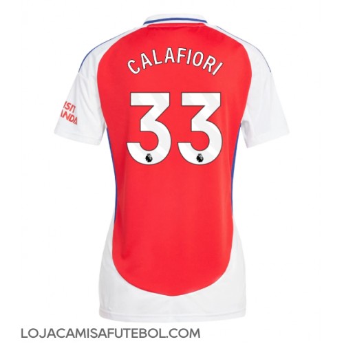 Camisa de Futebol Arsenal Riccardo Calafiori #33 Equipamento Principal Mulheres 2024-25 Manga Curta